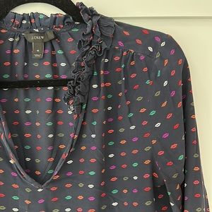 J crew blouse size 4 lips kisses